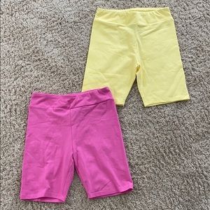Pink & Yellow Cotton Biker Shorts